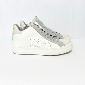 P448 Thea Women’s Mid-Top Platform Sneakers White Leather / Grey Suede 39 8/8.5